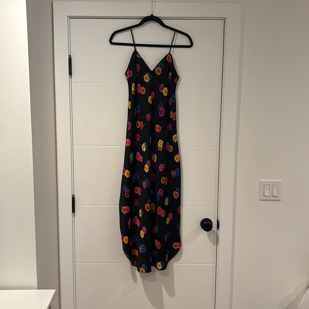 Black floral Christian Dior Silk Maxi Dress